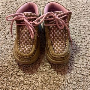 Little girls, size 9, pink and tan boots.